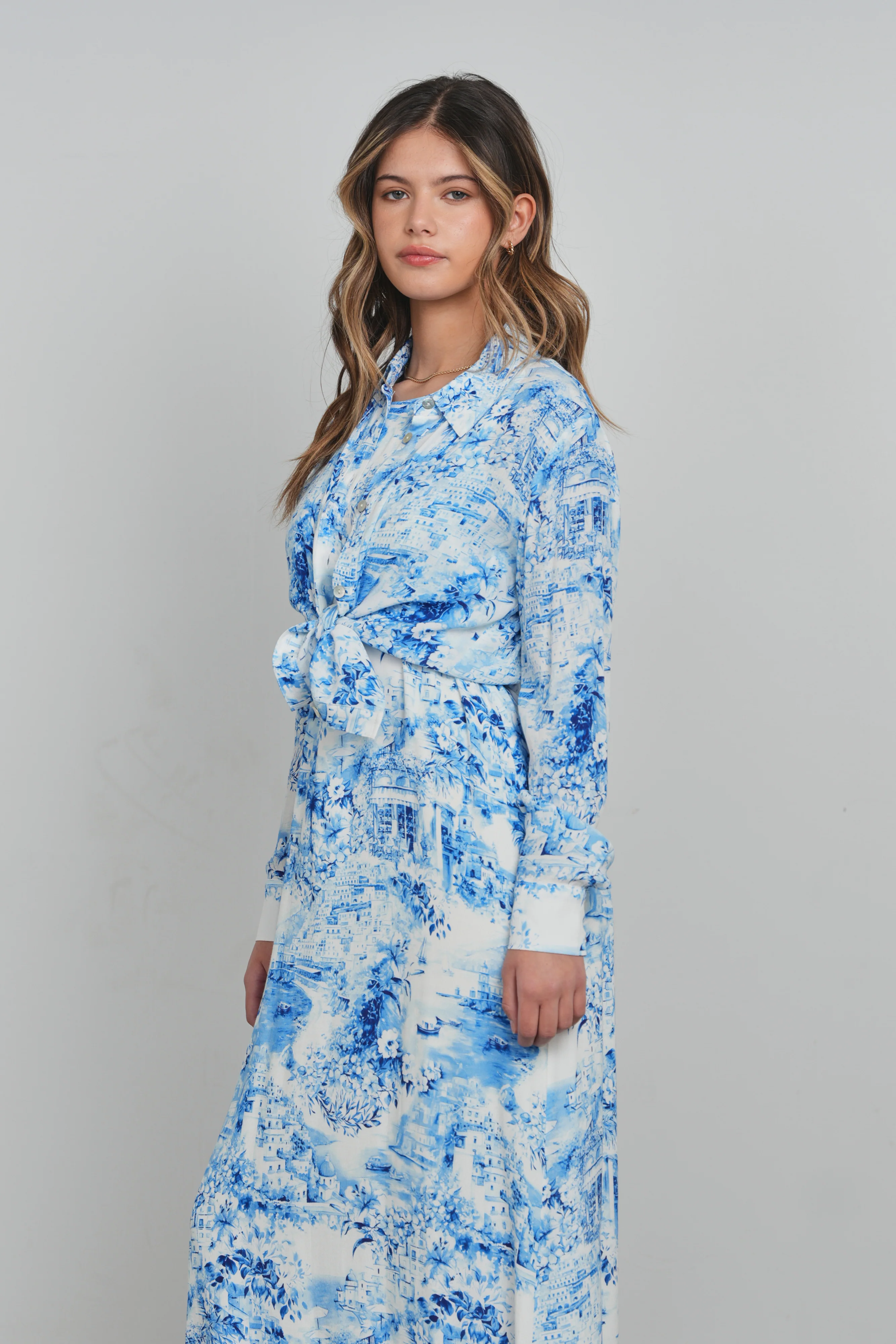 POINT GEORGETTE BUTTON UP BLOUSE - Image 3