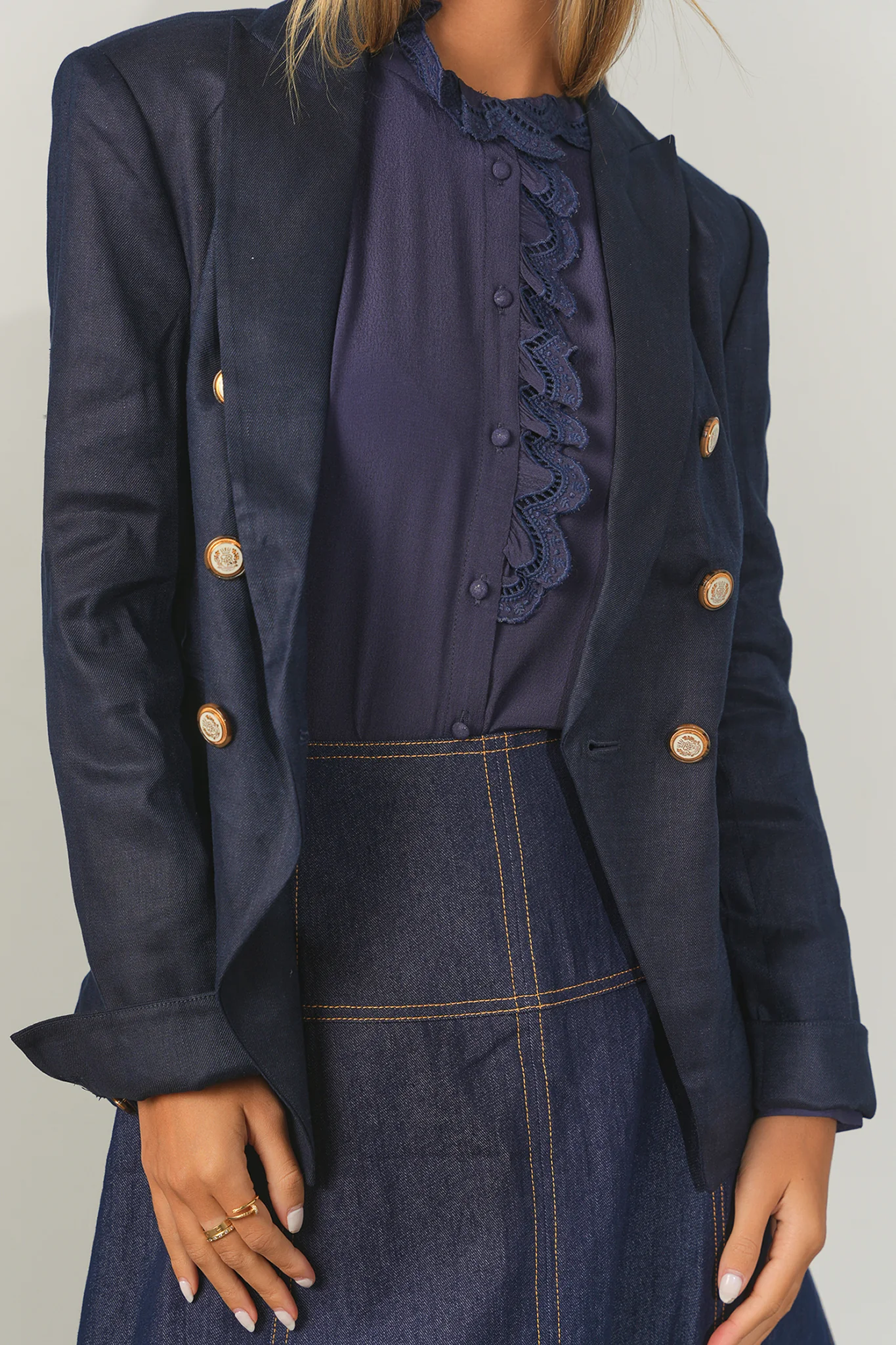 Ceremony Ruffle Button Down Blouse - Image 3