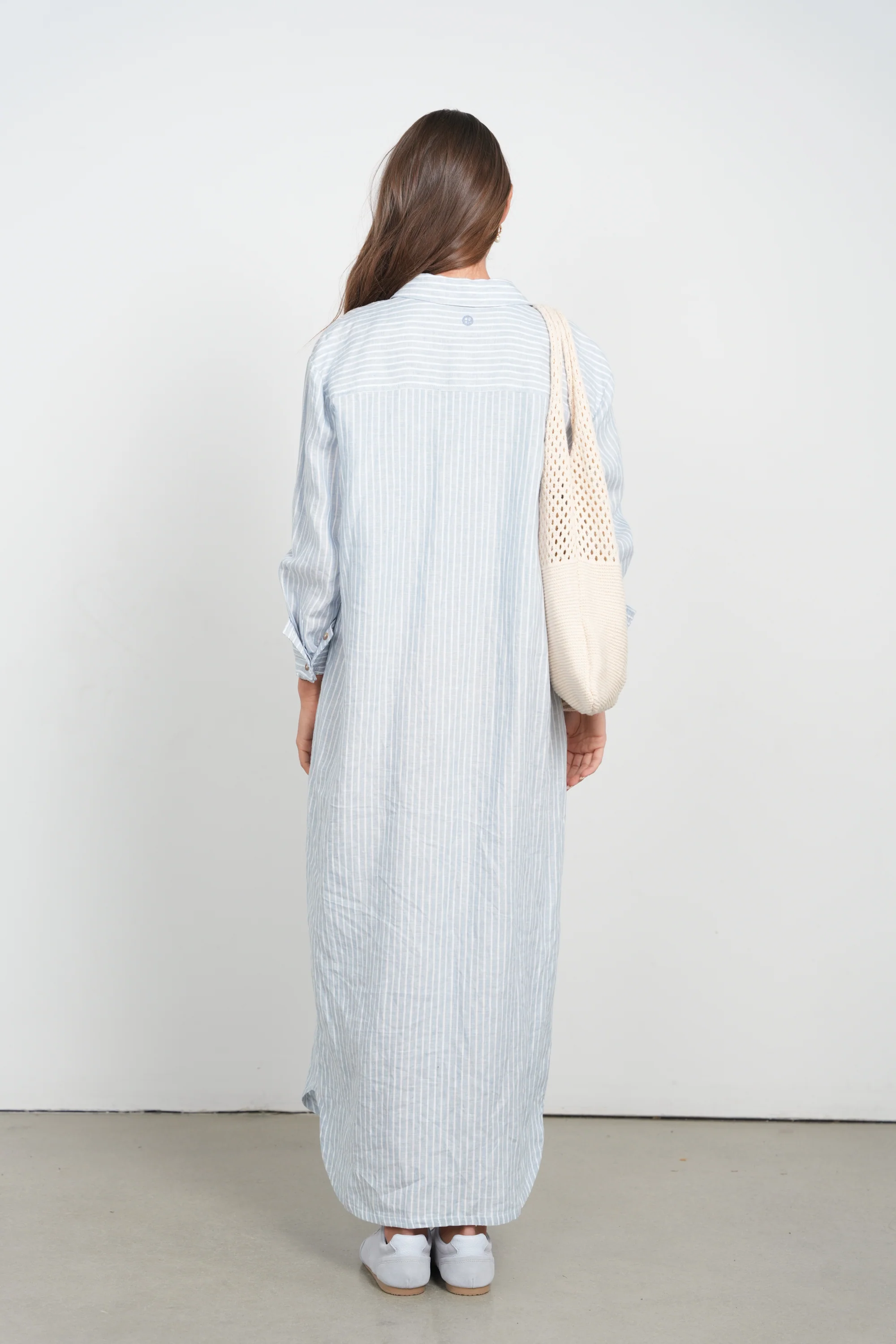 POINT STRIPE LINEN DRESS - Image 3