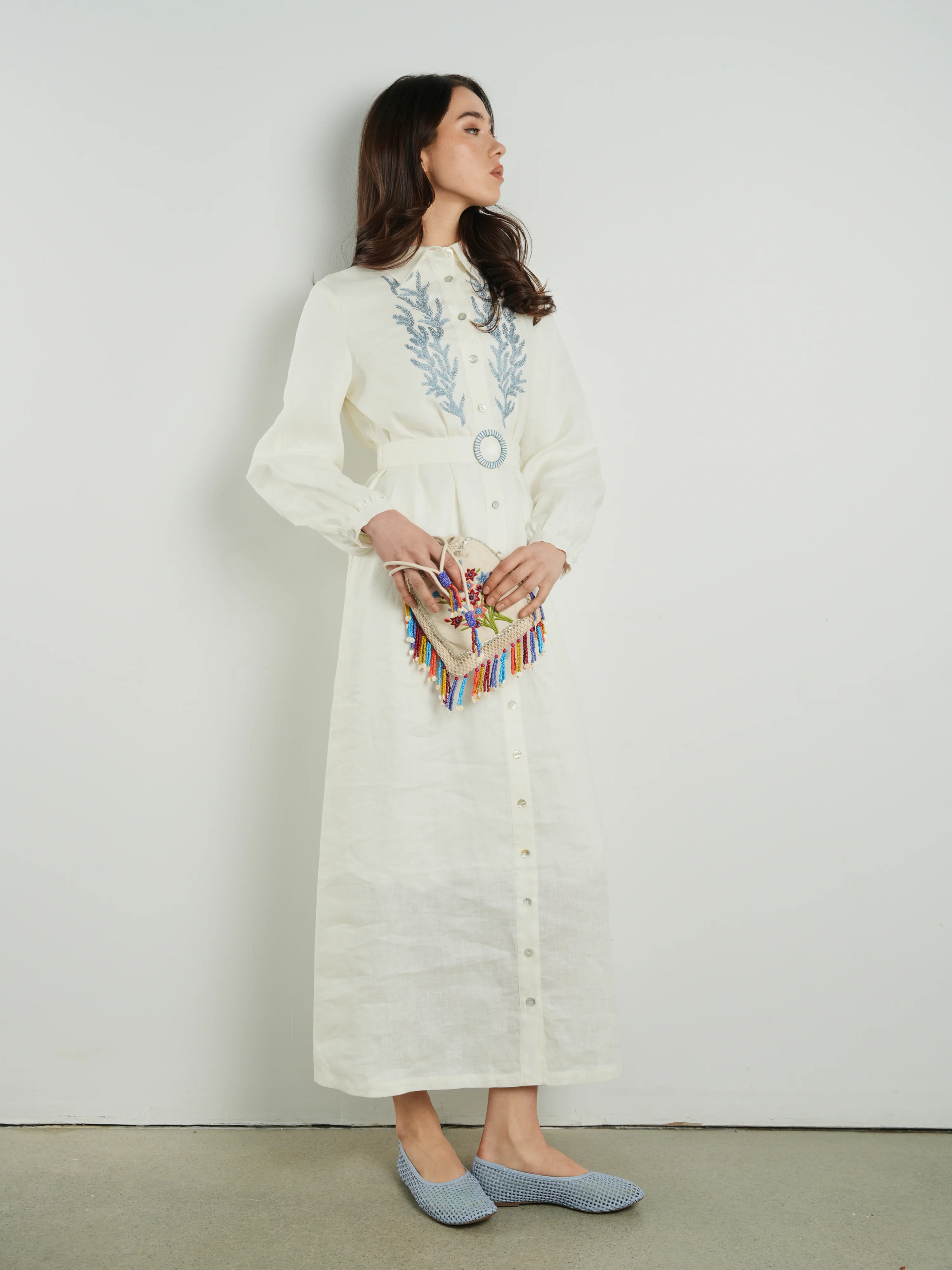 Cleo Embroidered Belted Shirtdress - Image 4