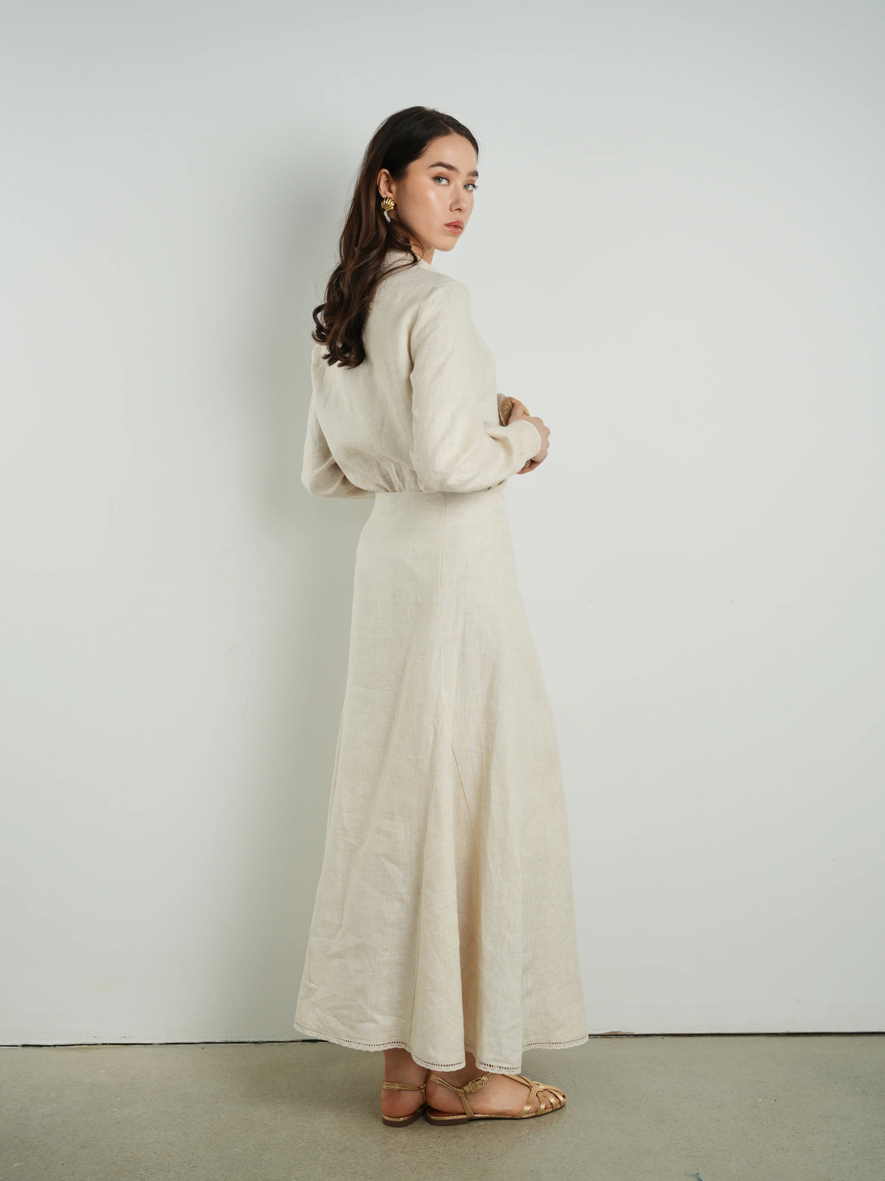 Cleo Crochet Trim Linen Skirt - Image 3